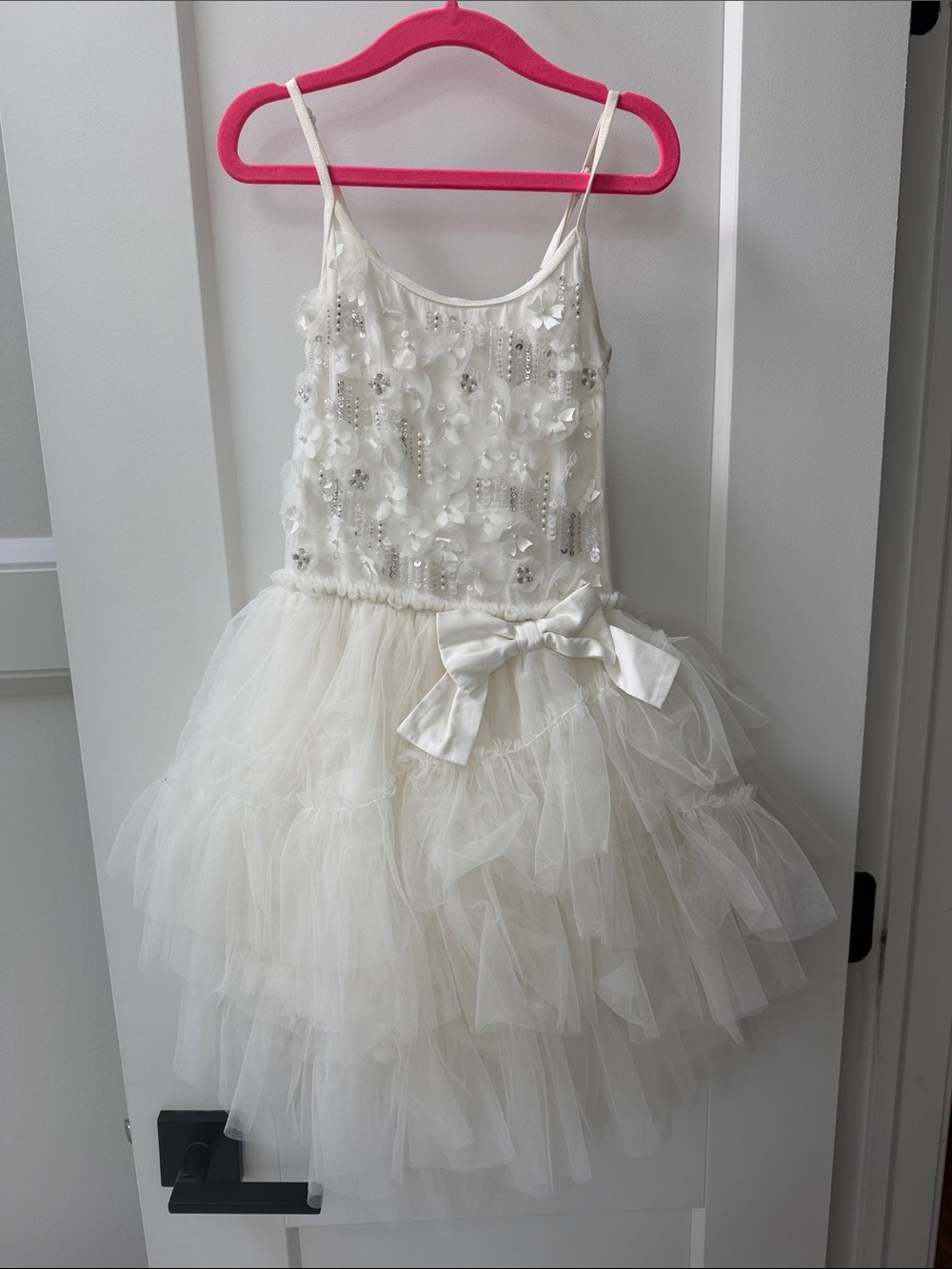 Tutu Du Monde Ivory Floral Sequin Tulle Party Dress
